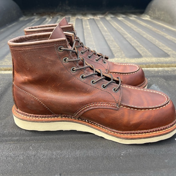 Red Wing Heritage Moc Toe 1907 Copper Rough & Tough Leather Wedge Boot Size 12 D - Picture 6 of 9